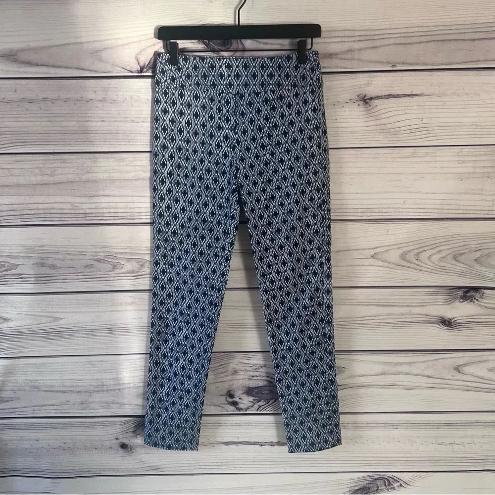 Elliott Lauren Navy Blue Diamond Patterned Pull On Pants